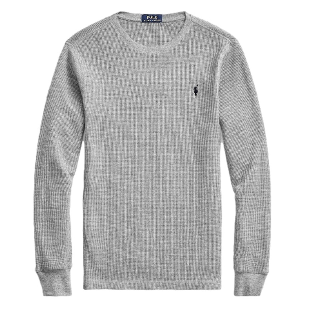 POLO Waffle Knit Thermal Long Sleeve Cotton Pullover Sweater Size Medium